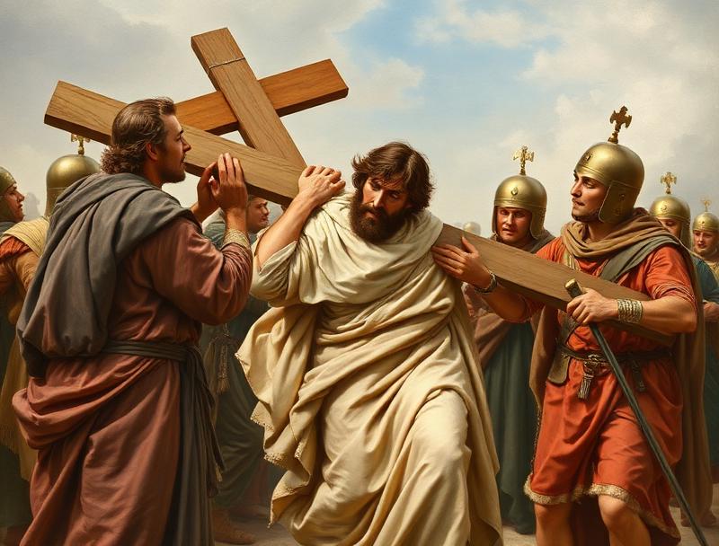 Simon of Cyrene Helps Jesus Carry the Cross